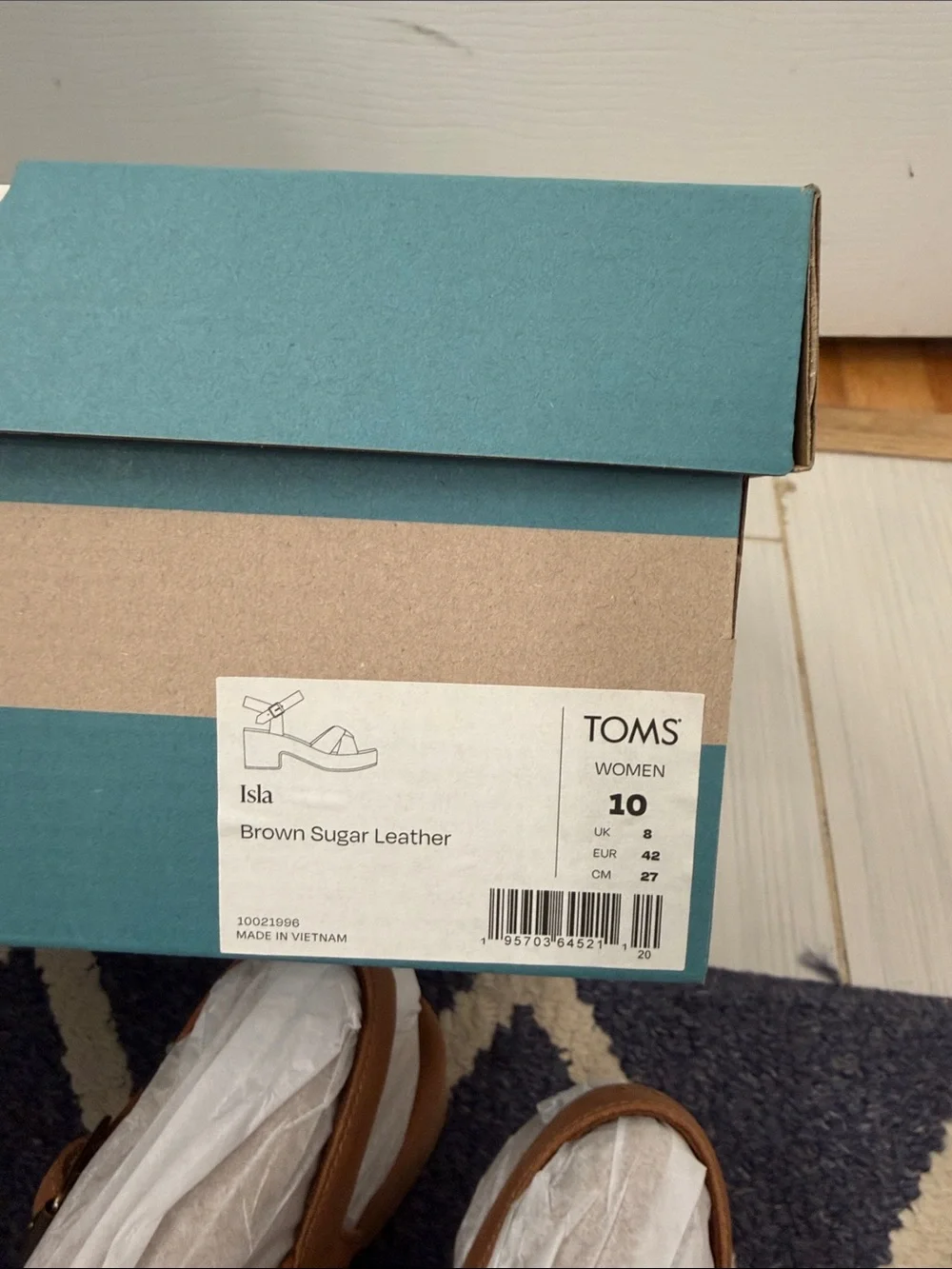 Toms Brown Leather Cork Platform Sandals
